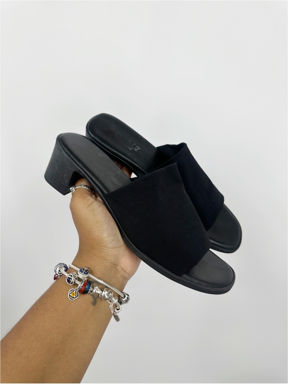 Vintage Y2K Black Block Heel Sandals Women's Size 8 Grunge Whimsical